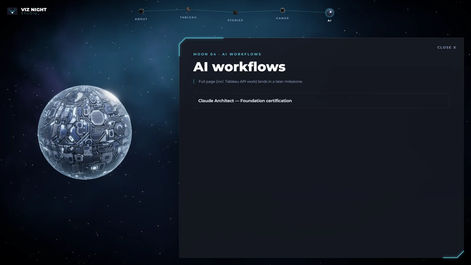 AI: chrome plating with glowing nodes.